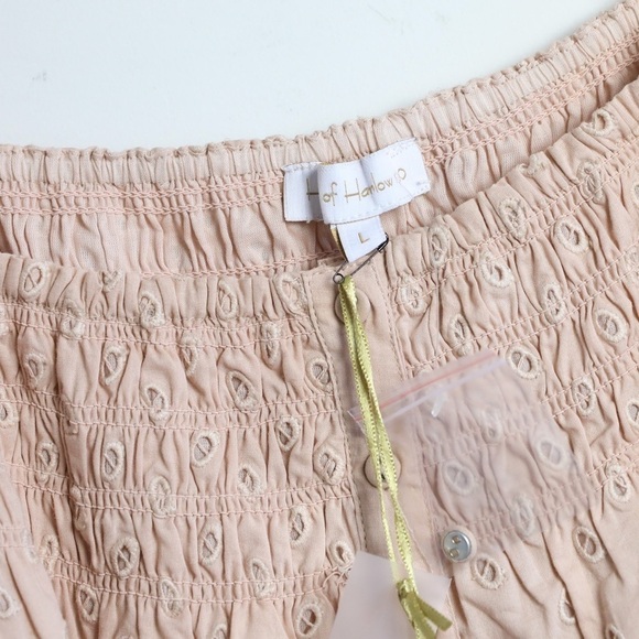 NWT House of Harlow pink peasant top cottagecore blouse eyelet old rose cotton - Picture 5 of 10